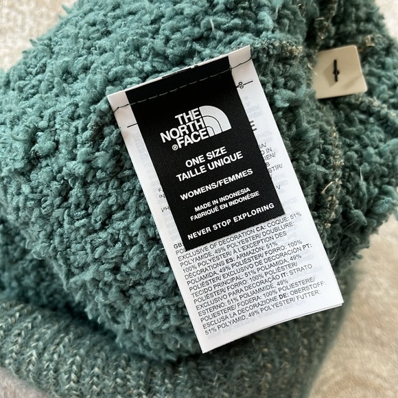 Brand New The North Face Salty Bae Lined Beanie Dark Sage Cuffed Knit Logo Hat - Picture 10 of 14